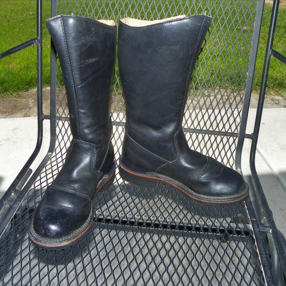 Chippewa Shoes - Black Leather Biker Riding Boot Women 6 Chippewa